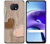 Tumundosmartphone Funda Gel Tpu para Xiaomi Redmi Note 9T 5G diseño Corazones Madera Dibujos