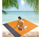 2x2.1m Portable Waterproof Sand Free Pocket Beach Blanket Large Lightweight Foldable Camping Picnic Mat for 4-6 Adults Outdoor