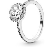 PANDORA Anillo Timeless Silver Round Sparkle con circonita cúbica transparente