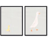Set de 2 cuadros calidad premium con marco de madera - 30x40 cm o 50x70 cm - POSTER LAB