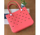 【COIULNI&KLUVM】Large Boggs Beach Bag Summer EVA Beach Basket WomenTote Bag Holes Waterproof Handbag Pouch Shopping Shoulder Bag