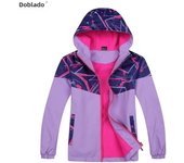 Dubbped Boys Waterproof Jacket Raincoat Rain Windbreaker Hooded Fleece Lining Casual Kids Clothes