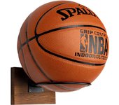 Soporte Balones Pared de Montaje, Soporte Pelotas Pared Madera de Baloncesto Futbol Voleibol, Marron Rustico