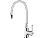 Grifo de Cocina monomando, Grifo de lavabo with Caño flexible, Blanco with tube de entrada de Agua