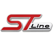 AUTOZOCO Emblema Adhesivo ST Line, Emblema ST Line, Insignia ST Line, Insignia Adhesiva ST Line, Apto para Maletero, Compatible con Ford, Material Metal, 10 cm Ancho x 3.5 cm Alto, Plateado