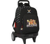 SAFTA - MOCHILA GDE. C/RUEDAS COMPACT EVOL. EXT. ONE PIECE - Mochila con Carro Incluido - Mochila Asas Ajustables y Espalda Ergonomica - Mochila Diseño Único y Licencia Oficial By ONE PIECE