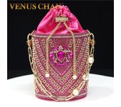 Bucket Crystal Bag Diamonds 11 Color Women Evening Bags Flower Rhinestones Egg Design Fashion Female Clutch Handbags