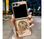 Luxury Glitter Phone Case for Samsung Galaxy Z Flip 5 4 3 Flip5 Flip4 Flip3 5G Zflip5 Girl Woman Ring Stand Holder Back Cover