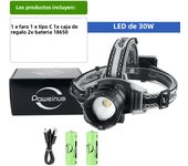 Newest Super Powerful 30W Led Rechargeable Headlamp Type-c USB 18650 Head Flashlight Telescopic Zoom Sea Fishing Head Torch