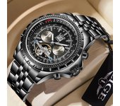 LIGE Top Brand Luxury Man Watch Automatic Tourbillon Mechanical Watches for Mens Multifunctional Luminous Waterproof Date Clocks