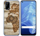 Tumundosmartphone Funda Gel Tpu para Realme 7 5G diseño Madera 07 Dibujos