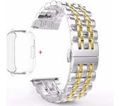 For Redmi Watch 5 Active/5 Lite Metal Stainless Steel Strap+TPU Case Smart Watch Accessories Bracelet Wristband Watch Shell