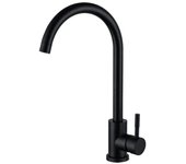Grifo de cocina giratorio de 360° (negro mate) - Mezclador monomando de fregadero de acero inoxidable con caño giratorio de 360°