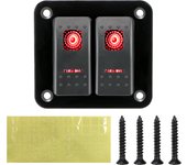 Circuit Breaker 12-24V 2 Gang Rocker Switch Panel LED Waterproof Switch Panel for Car Marine Camper Caravans Travel Trailer