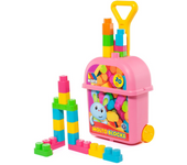 Carrito maleta trolley rosa con 20 bloques. (Molto 24463)