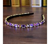 Handmade AB Purple Full Crystal Hairband Shiny Rhinestone Headband For Women Fashion Hair Accessories