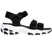 Cómoda  Sandalia mujer D'LITES de suave tejido liso negro. Con 3 tiras de velcro para mejor ajuste. Cuña bicolor ligera y flexible inspirada en la clásica línea D'Lites Altura Tacón bajo (1-3 cm) Referencia 31514-BLK