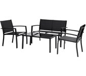 Conjunto de muebles bajos de jardín "Lino" - 4 plazas - Negro