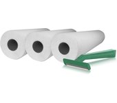 Papel Camilla ECO 59 cm x 70 m + 100 Cuchillas de Afeitar Desechables de Dos Hojas para Uso Profesional