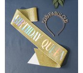 21 30 50 years old Rhinestone Letter Tiara Birthday Girl Shoulder Belt Etiquette Sash Set Party Dercation Women Hair Accessories