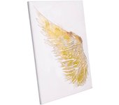 WANDERLUST DECO Cuadro con Relieve Pintado a Mano Blanco y Dorado 40x60x1.8h Cm - Arte Hecho a Mano