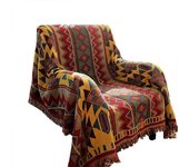 Grande Plaid Couverture Coton Tricoté Jacquard Bohême Douce Lavable Pour Canapé Fauteuil Chambre (90240CM, Géométrique)-