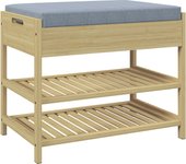 Banco Zapatero Multifunctional Doble Nivel | With Cajón de Almacenamiento para 4 Pares de Zapatos | En Bambú Natural Solar-55x35x46 cm (Ancho X Profundidad X Altura) | Ideal para Entradas, paillos o Armarios - Diseño Minimalist y Naturist