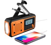 Radio portátil Power Bank Radio meteorológica de emergencia con NOAA/AM/FM USB/solar/manivela de carga alarma SOS y linterna