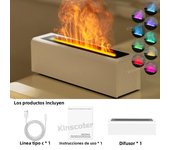 KINSCOTER RGB Flame Aroma Diffuser Air Humidifier Ultrasonic Cool Mist Maker Fogger LED Essential Oil Fire LED Lamp Difusor Gift