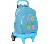 SAFTA - MOCHILA GDE. C/RUEDAS COMPACT EVOL. EXT. BENETTON "SPRING" - Mochila con Carro Incluido - Mochila Asas Ajustables y Espalda Ergonomica - Mochila Diseño Único y Licencia Oficial By BENETTON "SPRING"