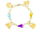Inmaculada Romero Pulsera Oro 18k Mujer Eslabones Piedras Colores Detalle Bolsos Variados