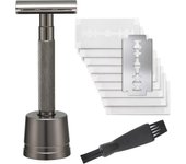 Double Edge Safety Razor , Long Handle, Stainless Steel Blades Pack. Traditional 3 Piece, Reduces Razor Burn, Smooth