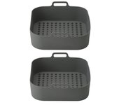 2pcs Silicone Air Fryers Basket Heat-insulation Air Fryer Tray Fried Pizza Chicken 20x19x6cm for Home Kitchen Cooking
