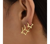 6pcs Set Vintage Glossy Chic Silver Plated Copper Star Hoop Earrings for Women Retro Pentagram Huggie Hoops Daily wear Jewelry