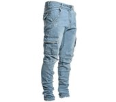 Pantalones Vaquero Slim Hombre Diseño Desgastado - Moda Streetwear con Múltiples Bolsillos y Cintura Elástica para Verano