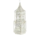 FAROLA METAL CRISTAL 30X30X71 DESGASTADO BLANCO FA200156