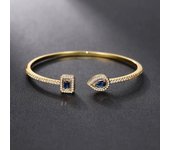 Huitan Luxury Green/White/Blue Cubic Zirconia Cuff Bracelet Bangle for Women Good Quality Female Hand Jewelry 2022 Drop Shipping