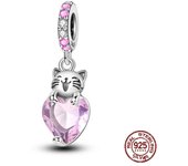 100% 925 Sterling Silver Dark Moon Cat Cute Bow Rabbit Charms Beads Fit Pandora 925 Original Bracelet Fine DIY Birthday Jewelry