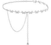 Women Butterfly Waist Chain Belt, Metal Rhinestones Waist Belts Women Dress Belts Body link Chain Belt for Girl Women