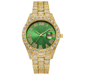 Hip Hop Watch for Men Iced Out Bling Full Diamond Luxury Quartz Watch Analog Roman Calendar Watch for Men Women