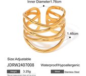 Anillos de acero inoxidable chapados en oro de 18 quilates, resistentes al agua, sin decoloración, anillos abiertos, regalo de joyería para fiestas del Día de San Valentín