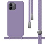 Funda Silicona Líquida con Cordón para Xiaomi Redmi A1 color Morada