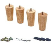 Sofá redondo de madera maciza de repuesto, sofá otomano, sofá cama, sofá de dos plazas, mesa de centro, muebles, patas de madera (4 pulgadas, juego recto de 4)