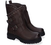 PuntoSalao Botas estilo motero tachuelas para mujer color marrón JH28030