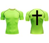 Cross Back Print Compression Shirts for Men Quick Dry Tees Tshirts Tops Gym Workout Running Undershirts Baselayers Rash Guard