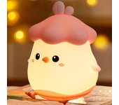 Luz Nocturna Infantil Lampara de Pollito Tactil de Silicona, Recargable Luz Bebé Nocturna de Dormir, Regalo para Bautizo Niña Niño, Luz Amarilla Cálida (Rosa)