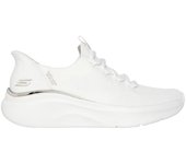 Cómoda  Zapatilla mujer Skechers SLIP-INS BOBS B LOVE de suave y cómodo tejido blanco. Diseño para calzar sin manos Comfort Pilow. Plantilla amortiguadora Memory Foam Altura Tacón bajo (1-3 cm) Referencia 117617-WHT