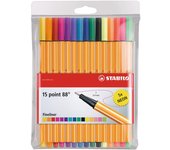 STABILO Point 88 Estuche de 15 Rotuladores (5 Fluor)