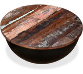 vidaXL Mesa de centro forma de bol madera maciza reciclada Blanco, Negro, Mesita de Salón o Comedor o Auxiliar Mesa de Café Meuble Salón