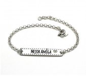 Pulsera En Plata Con Mensaje Grabado mejor Amiga